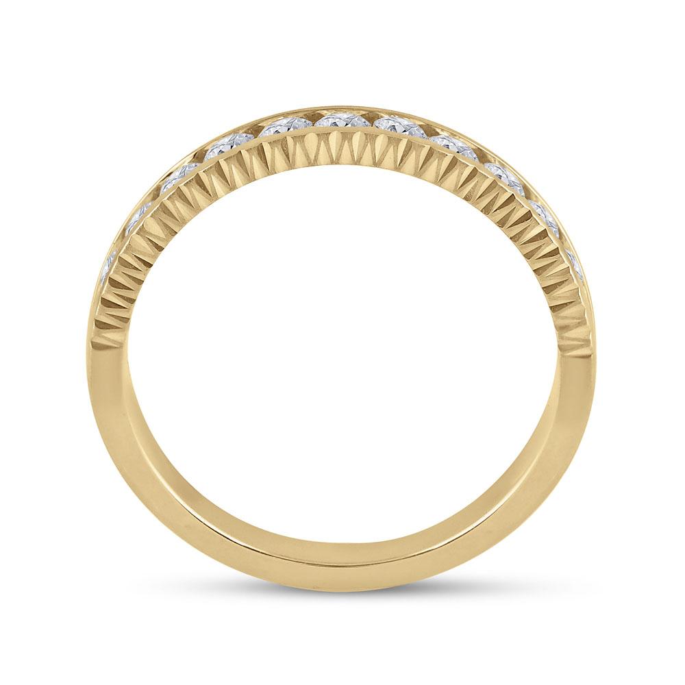 14kt Yellow Gold Womens Round Diamond Wedding Anniversary Band 1/2 Cttw
