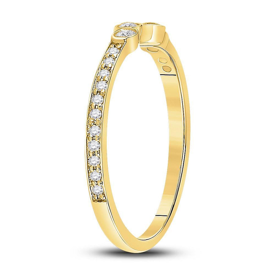 10kt Yellow Gold Womens Round Diamond Stackable Band Ring 1/5 Cttw