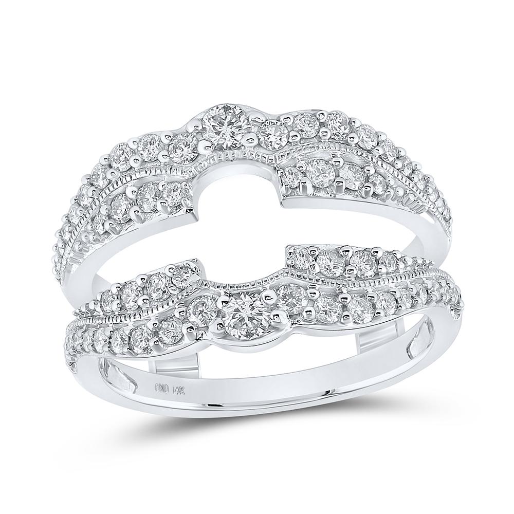 14kt White Gold Womens Round Diamond Wrap Enhancer Wedding Band 5/8 Cttw