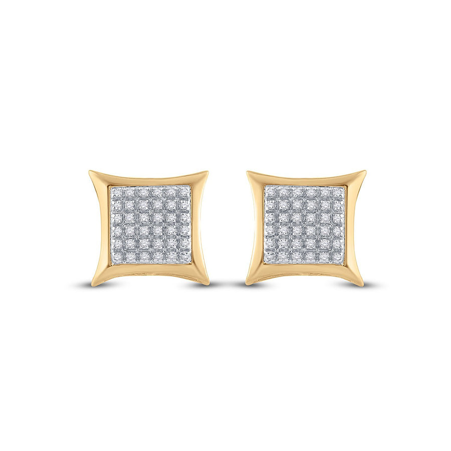 10kt Yellow Gold Round Diamond Kite Square Earrings 1/5 Cttw