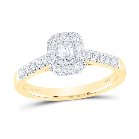 14kt Yellow Gold Emerald Diamond Solitaire Bridal Wedding Engagement Ring 1/2 Cttw