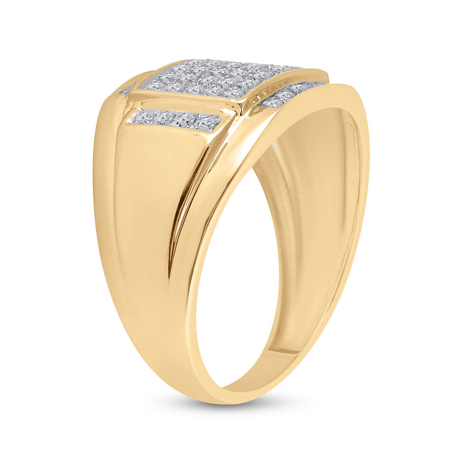 10kt Yellow Gold Mens Round Diamond Square Cluster Ring 1/3 Cttw