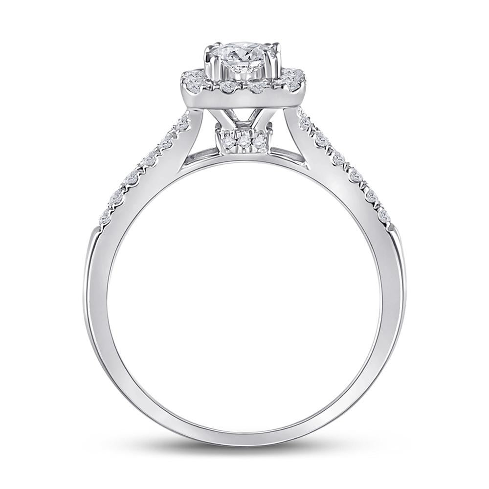 14kt White Gold Emerald Diamond Solitaire Bridal Wedding Engagement Ring 1 Cttw