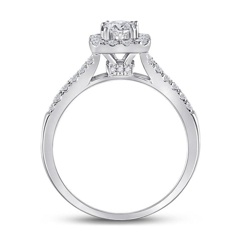 14kt White Gold Emerald Diamond Solitaire Bridal Wedding Engagement Ring 1 Cttw