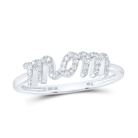 10kt White Gold Womens Round Diamond Mom Ring 1/6 Cttw