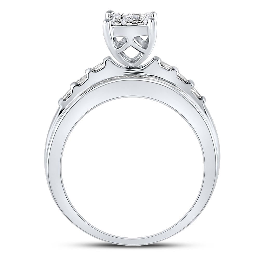 10kt White Gold Round Diamond Cluster Bridal Wedding Engagement Ring 1/2 Cttw