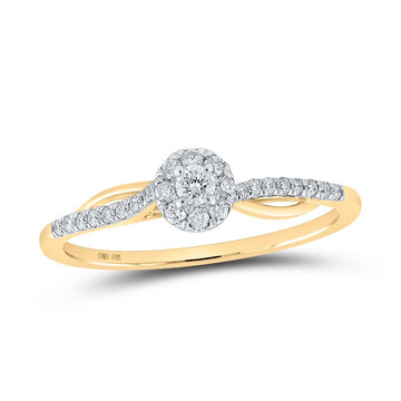 10kt Yellow Gold Womens Round Diamond Halo Promise Ring 1/5 Cttw
