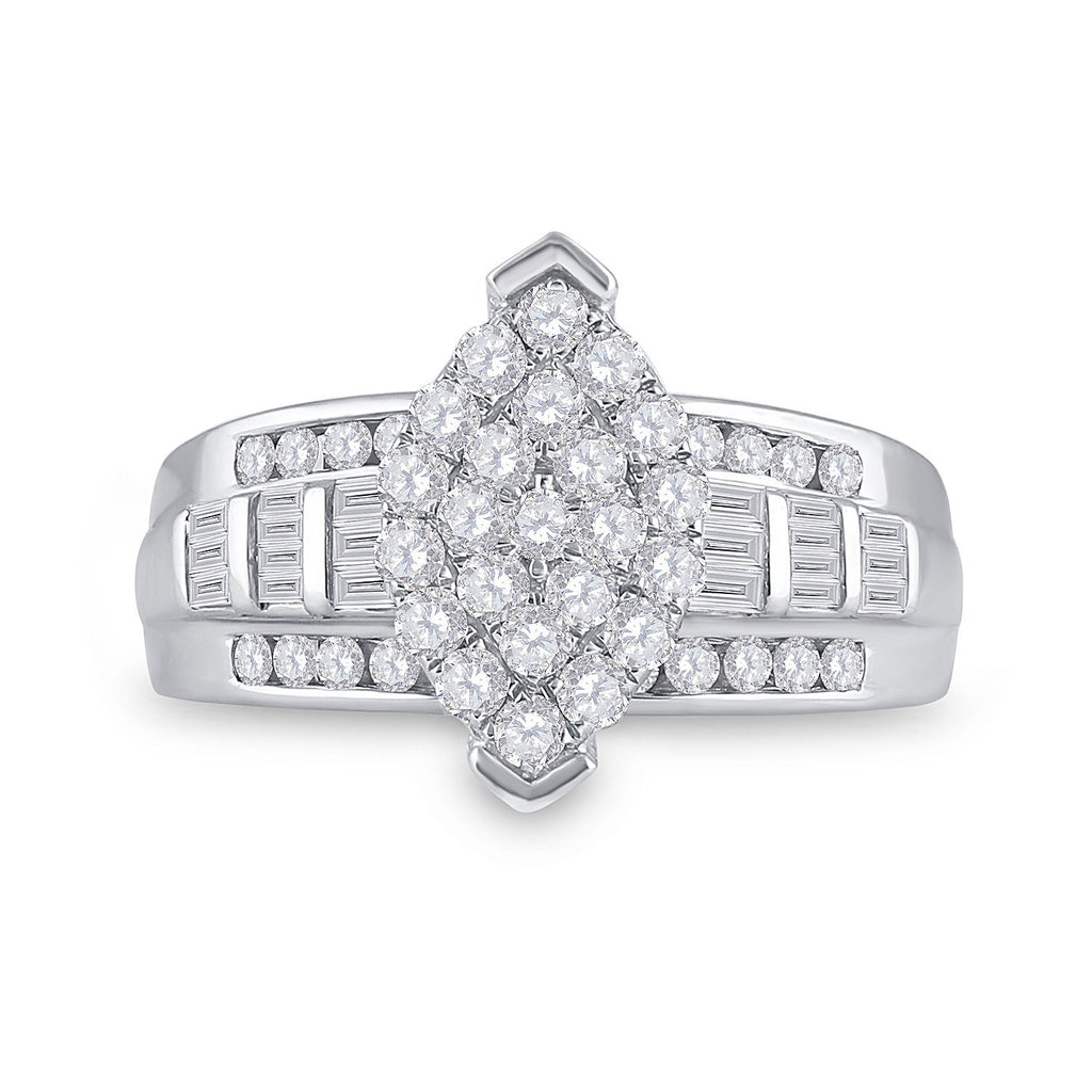10kt White Gold Round Diamond Cluster Bridal Wedding Engagement Ring 1 Cttw