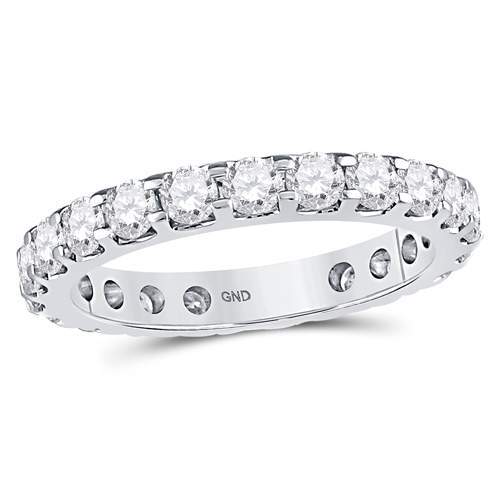 14kt White Gold Womens Machine-Set Round Diamond Wedding Band 2 Cttw