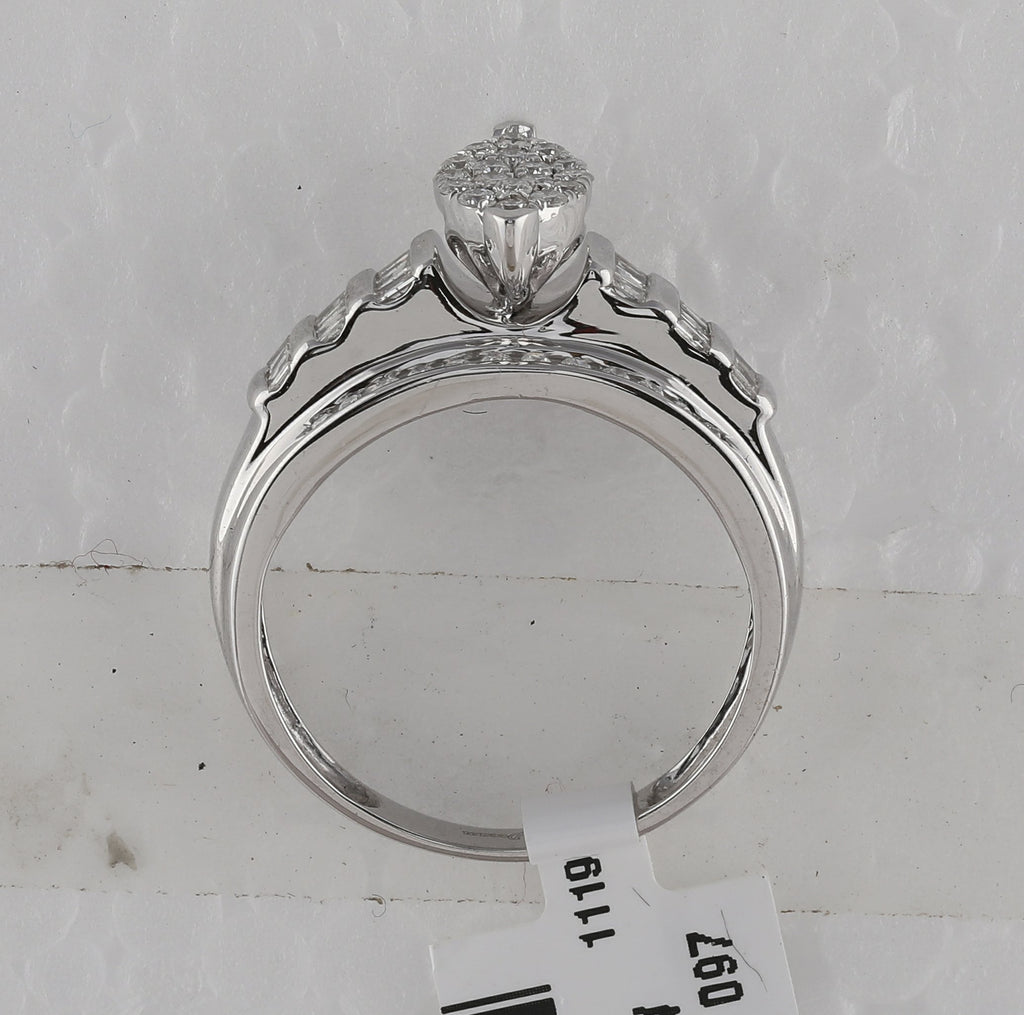 Sterling Silver Round Diamond Oval Cluster Bridal Wedding Engagement Ring 1/2 Cttw