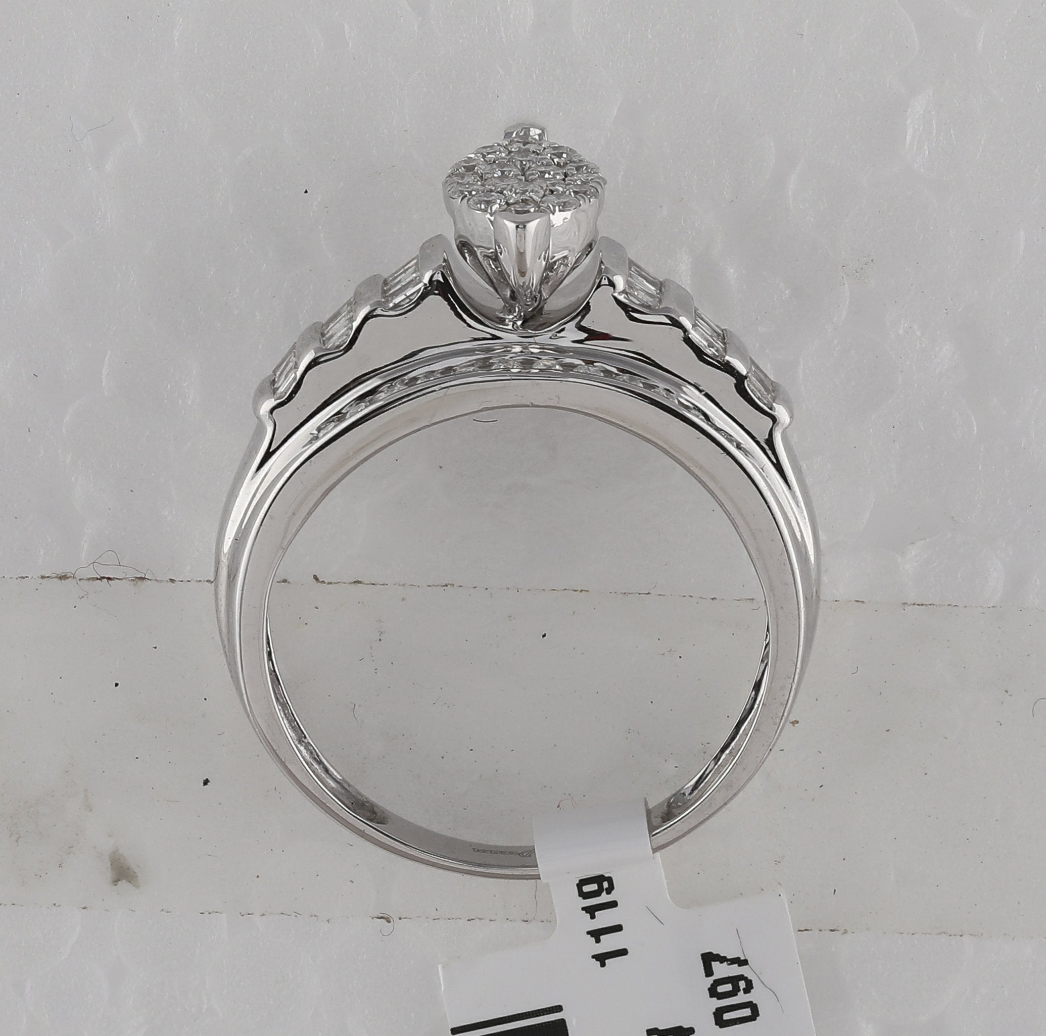 Sterling Silver Round Diamond Oval Cluster Bridal Wedding Engagement Ring 1/2 Cttw