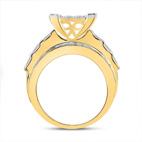 10kt Yellow Gold Round Diamond Cluster Bridal Wedding Engagement Ring 2 Cttw