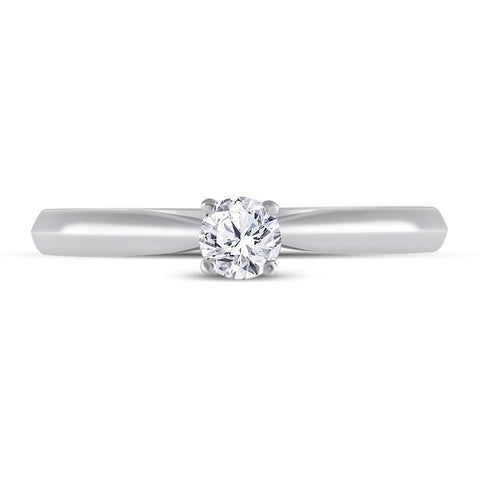 14kt White Gold Womens Round Diamond Solitaire Bridal Wedding Engagement Ring 1/4 Cttw