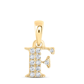 10kt Yellow Gold Womens Round Diamond F Initial Letter Pendant 1/20 Cttw