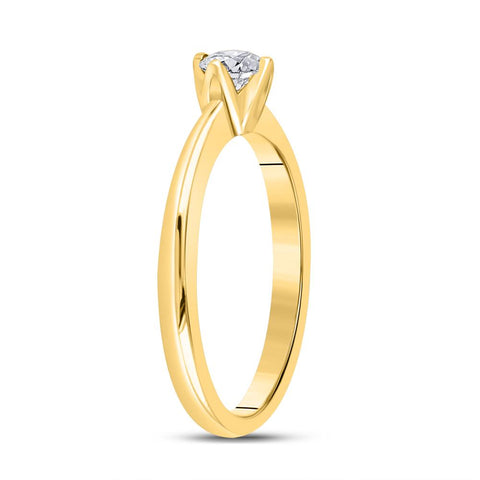 14kt Yellow Gold Womens Round Diamond Solitaire Bridal Wedding Engagement Ring 1/4 Cttw
