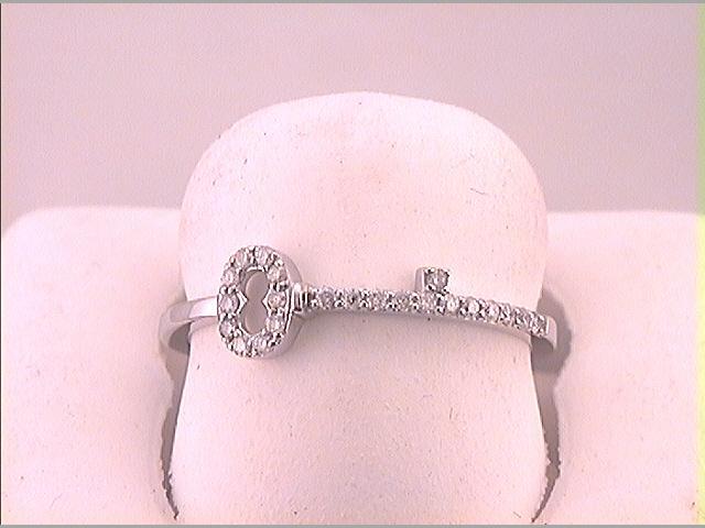 10kt White Gold Womens Round Diamond Key Stackable Band Ring 1/8 Cttw