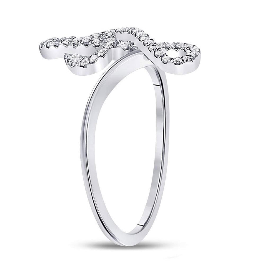 10kt White Gold Womens Round Diamond Treble Clef Music Note Ring 1/6 Cttw