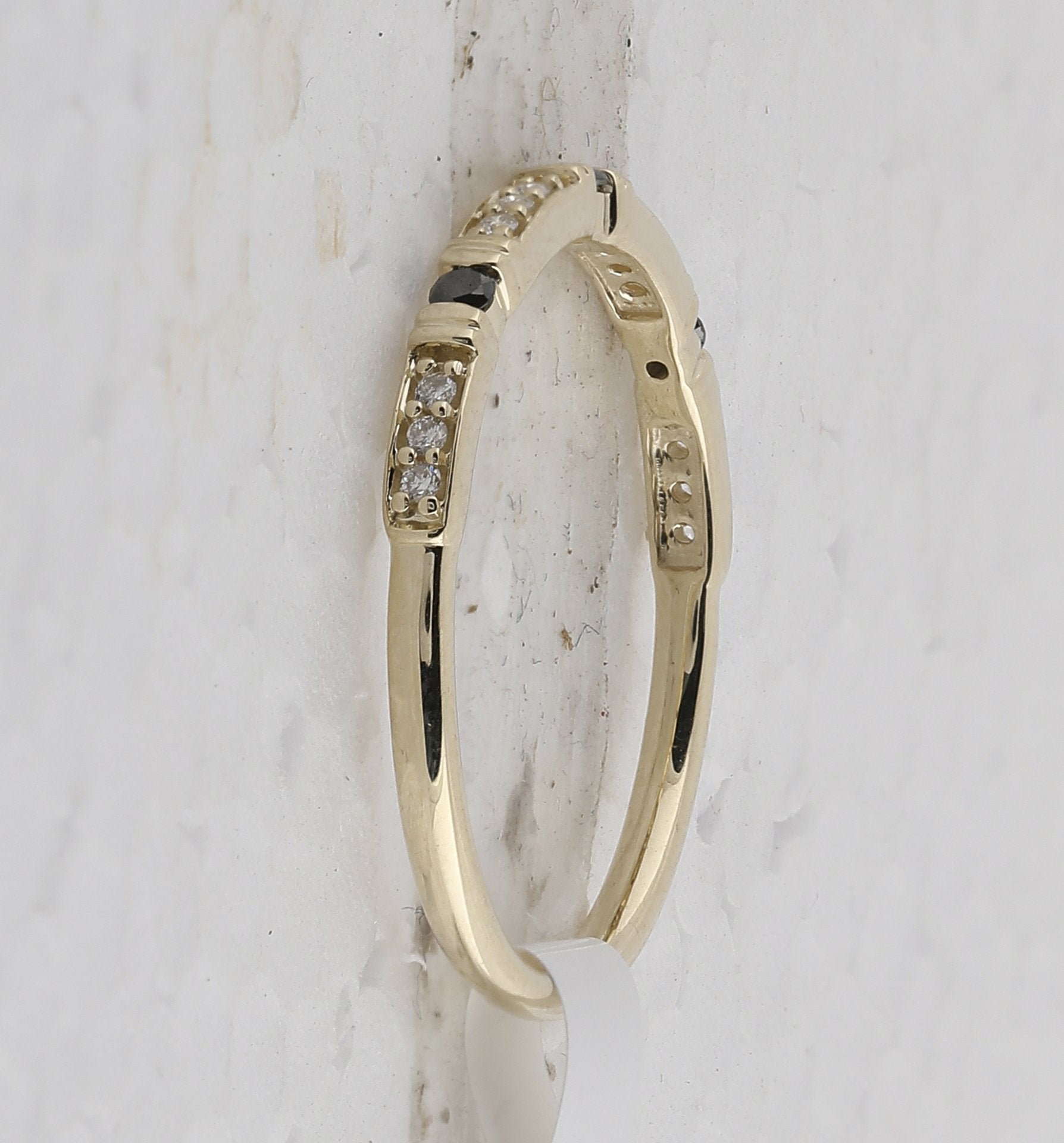 10kt Yellow Gold Womens Round Black Color Enhanced Diamond Band Ring 1/10 Cttw