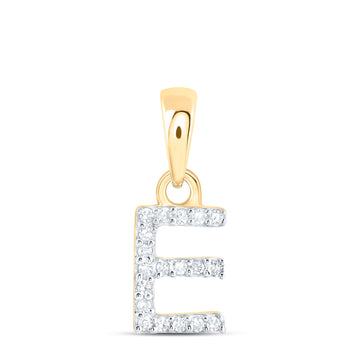 10kt Yellow Gold Womens Round Diamond E Initial Letter Pendant 1/20 Cttw