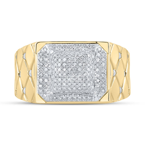 10kt Yellow Gold Mens Round Diamond Cluster Ring 1/2 Cttw