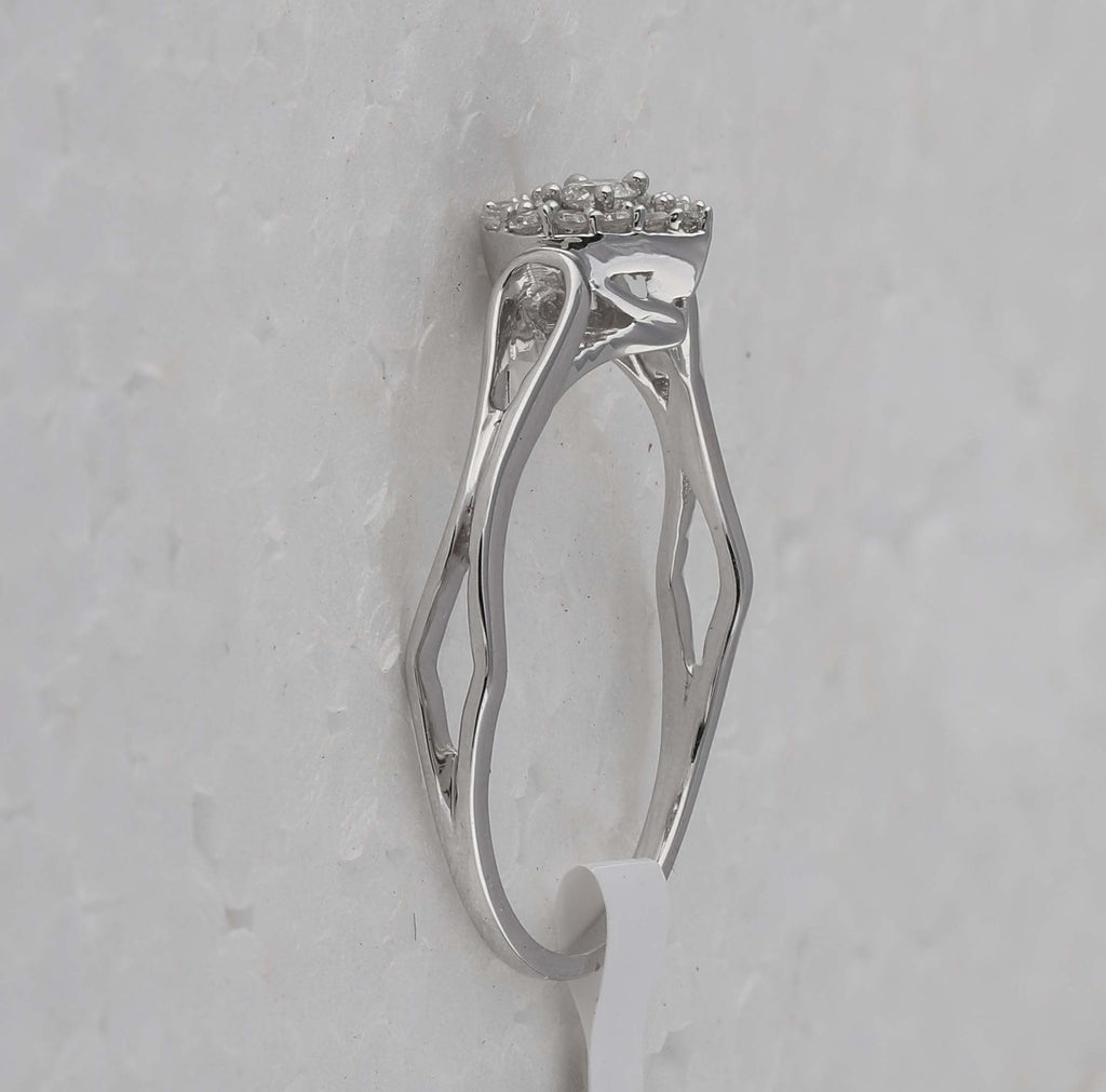 10kt White Gold Womens Round Diamond Heart Promise Ring 1/8 Cttw