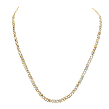 10kt Yellow Gold Mens Round Diamond 22-inch Cuban Link Chain Necklace 4-1/5 Cttw