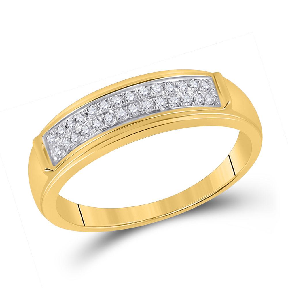 10kt Yellow Gold His Hers Round Diamond Square Matching Wedding Set 3/8 Cttw