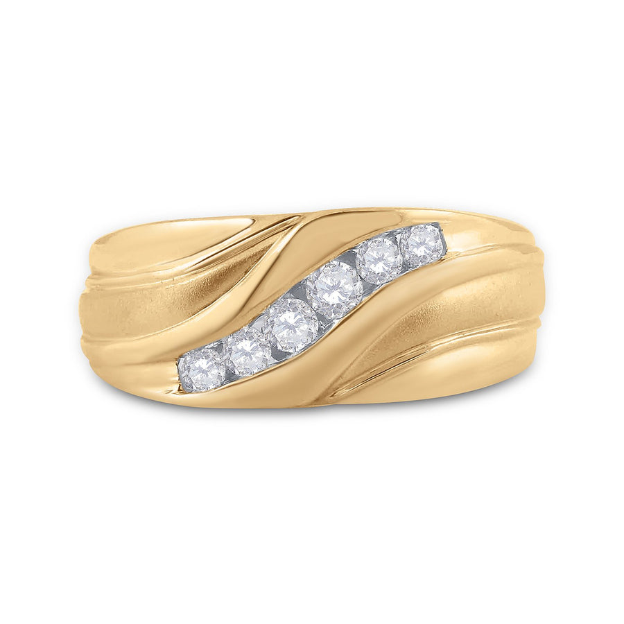 10kt Yellow Gold Mens Round Diamond Wedding Band Ring 1/3 Cttw