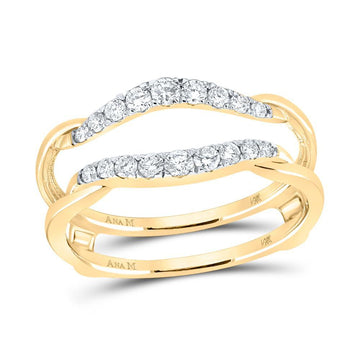 14kt Yellow Gold Womens Round Diamond Wedding Wrap Ring Guard Enhancer 1/3 Cttw