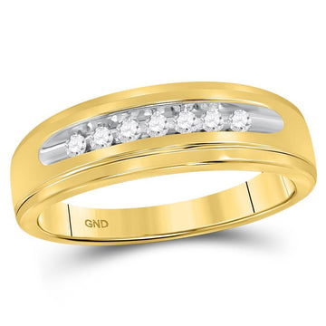 10kt Yellow Gold Womens Round Diamond Single Row Channel-set Band Ring 1/6 Cttw