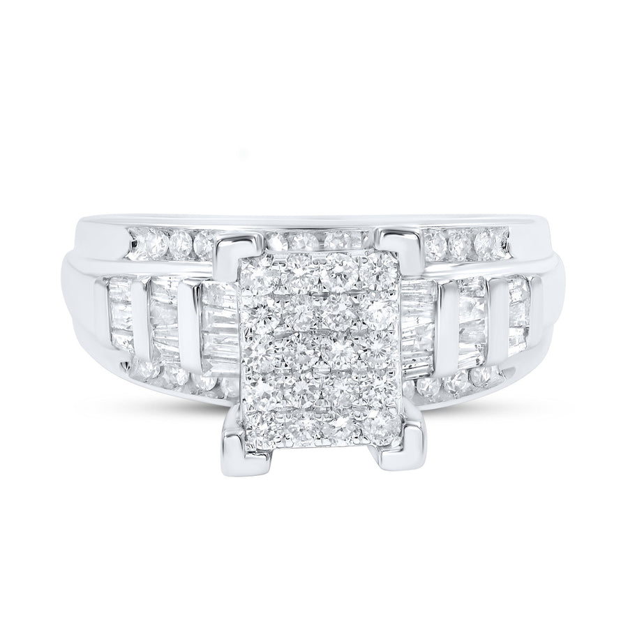 10kt White Gold Round Diamond Bridal Wedding Engagement Ring 7/8 Cttw