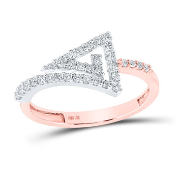 10kt Two-tone Gold Womens Round Diamond Triangle Ring 1/3 Cttw
