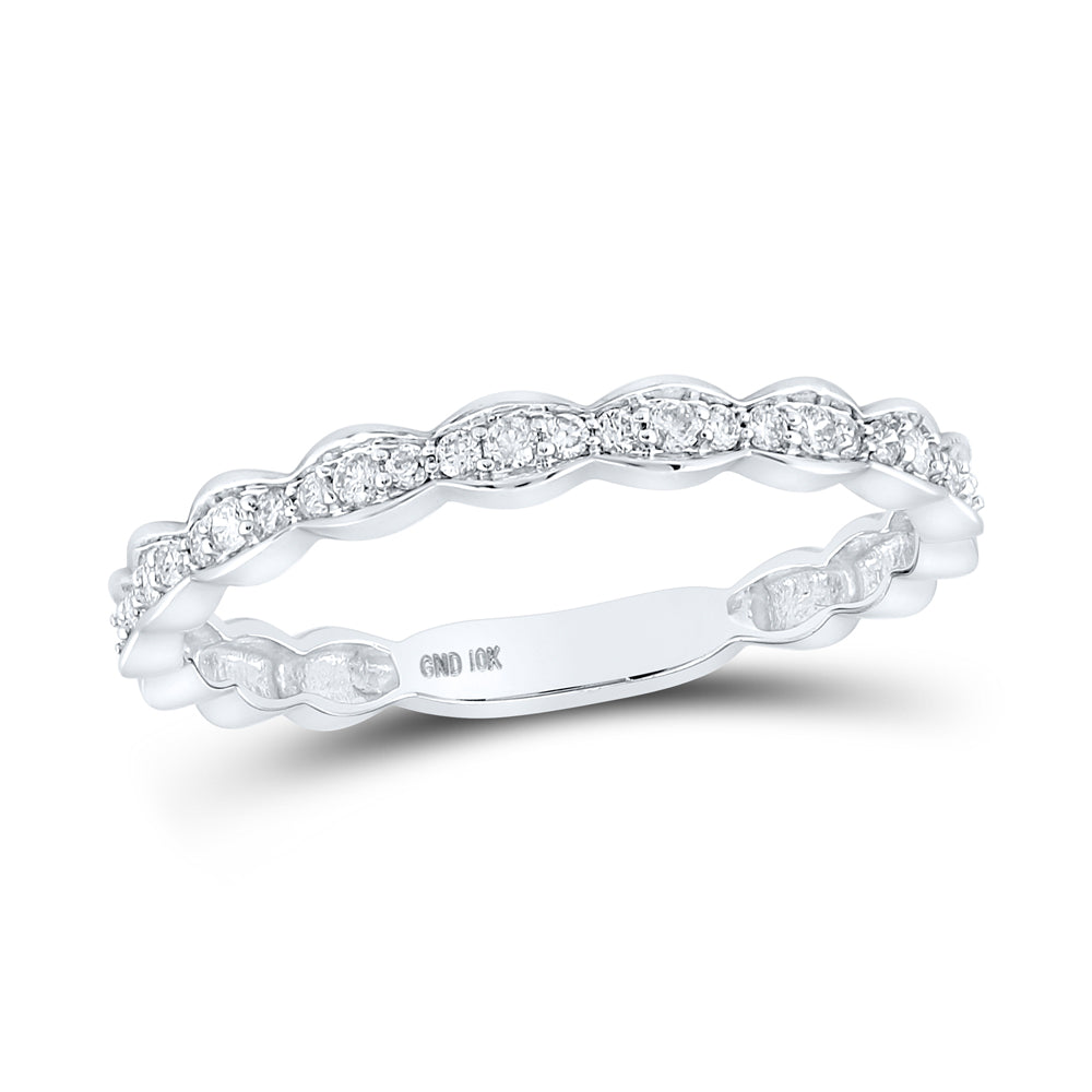 10kt White Gold Womens Round Diamond Stackable Band Ring 1/6 Cttw