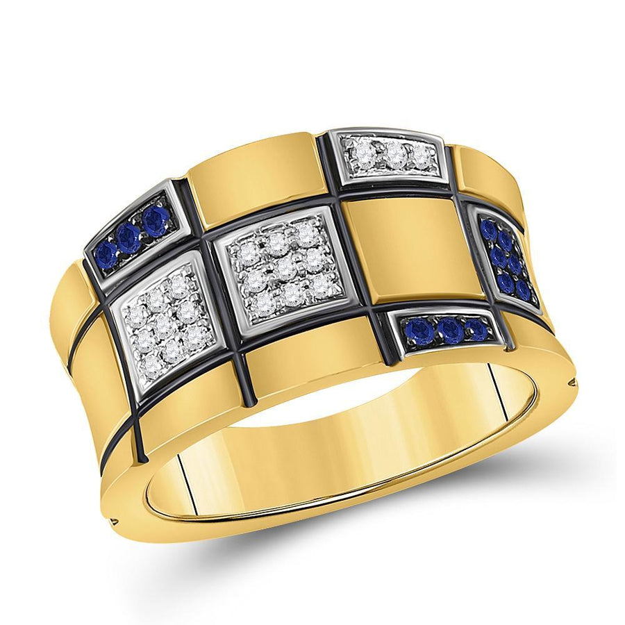 14kt Yellow Gold Womens Round Blue Sapphire Fashion Ring 3/8 Cttw