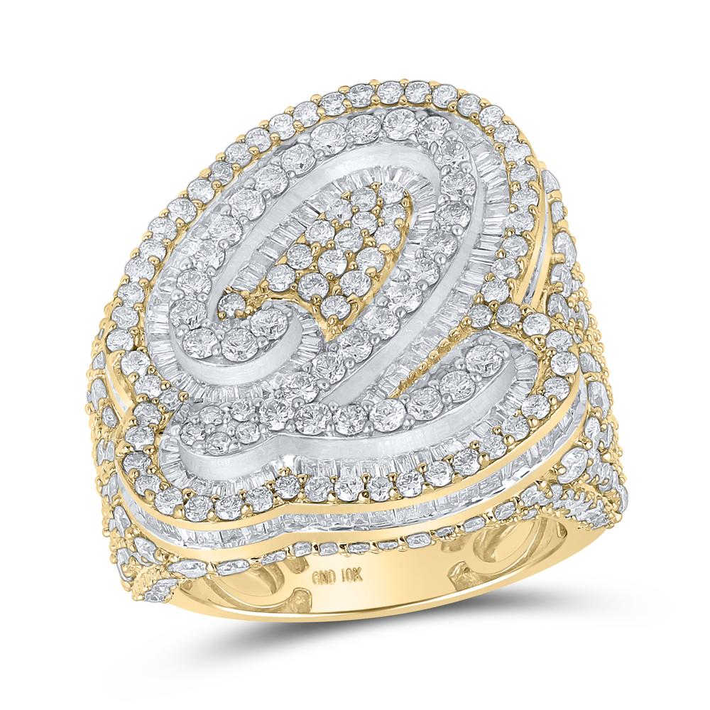 10kt Two-tone Gold Mens Baguette Diamond Q Initial Letter Ring 8 Cttw