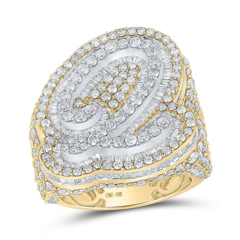 10kt Two-tone Gold Mens Baguette Diamond Q Initial Letter Ring 8 Cttw