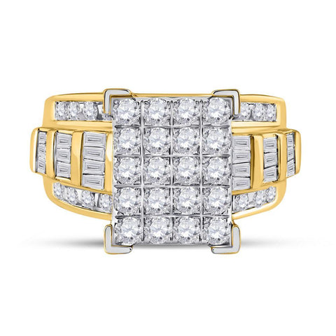 10kt Yellow Gold Round Diamond Cluster Bridal Wedding Engagement Ring 2 Cttw
