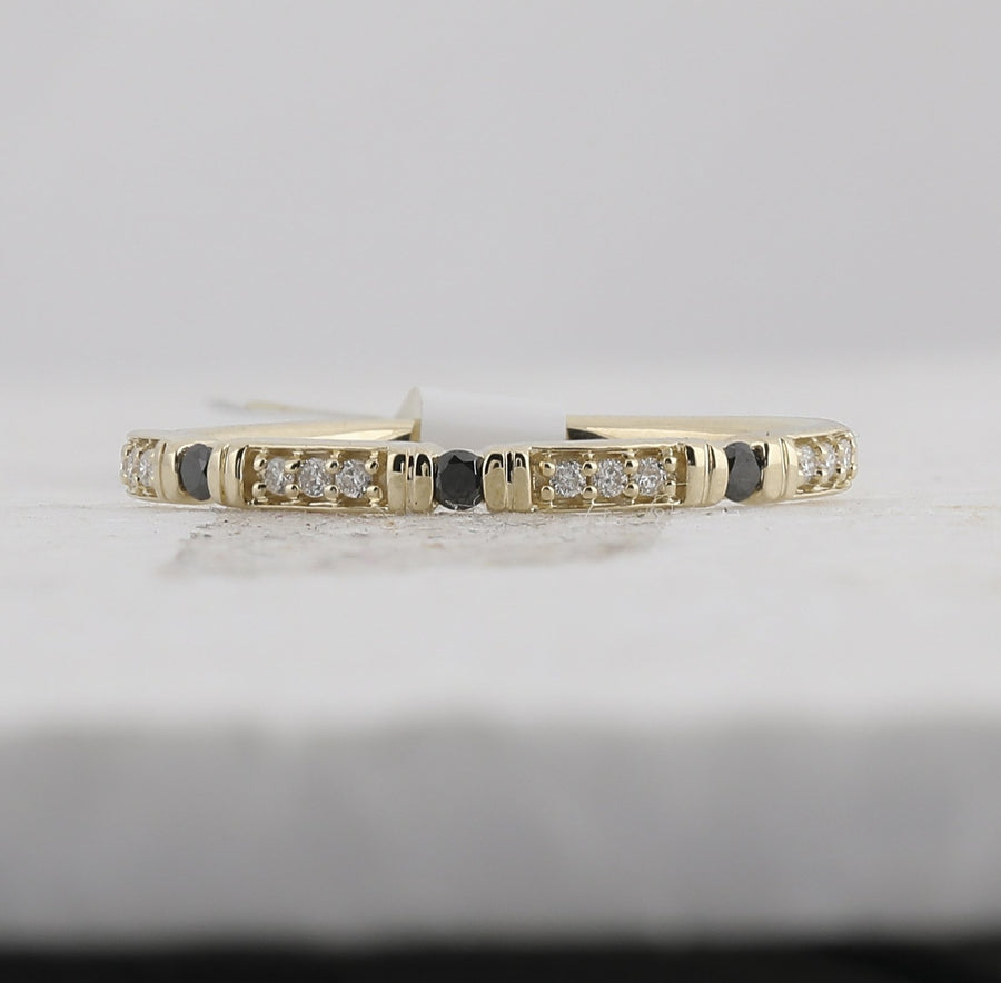 10kt Yellow Gold Womens Round Black Color Enhanced Diamond Band Ring 1/10 Cttw