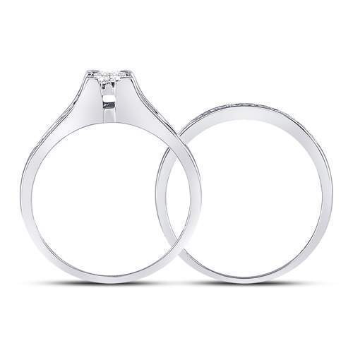 10kt White Gold Princess Diamond Bridal Wedding Ring Band Set 1/2 Cttw