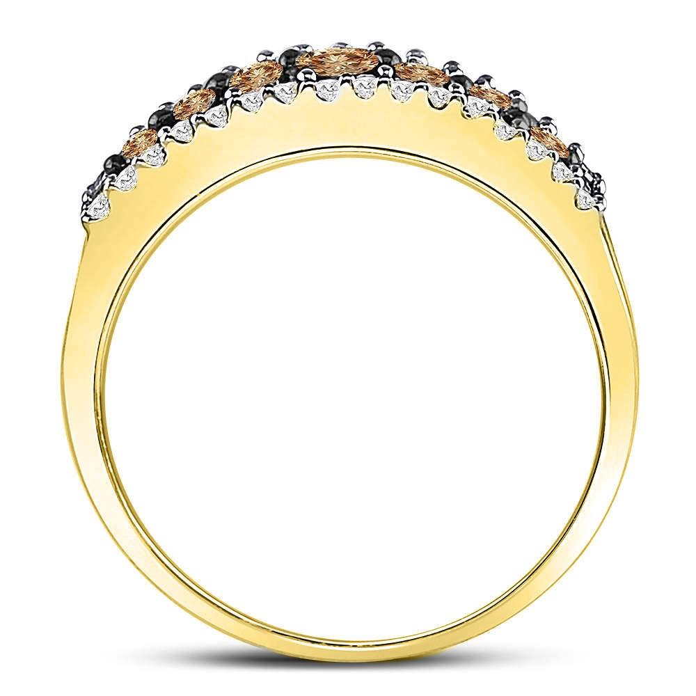 14kt Yellow Gold Womens Round Brown Diamond Band Ring 1/2 Cttw