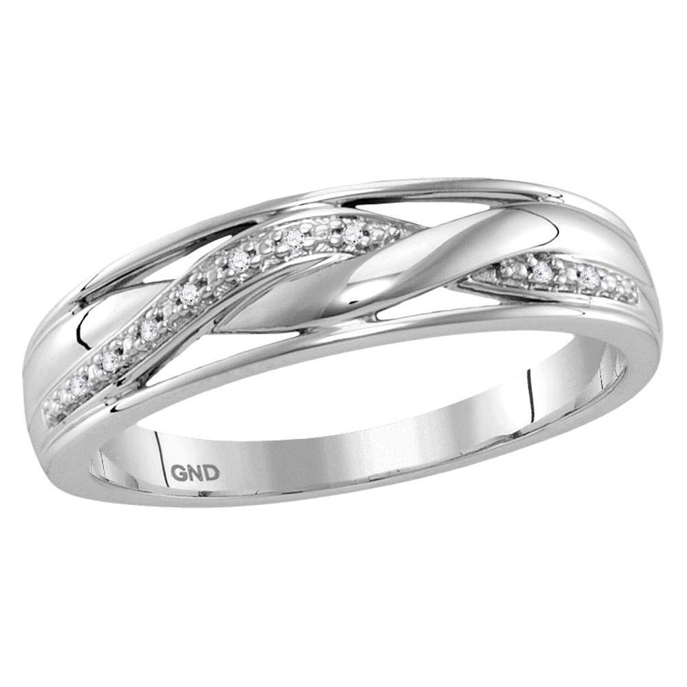 10kt White Gold His Hers Round Diamond Cluster TRIO  Set 1/10 Cttw