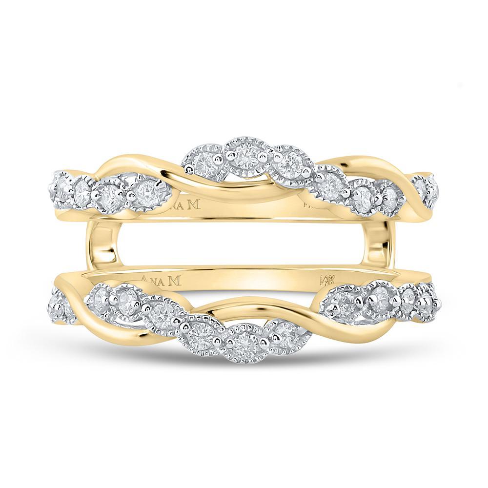 14kt Yellow Gold Womens Round Diamond Wrap Enhancer Wedding Band 1/3 Cttw