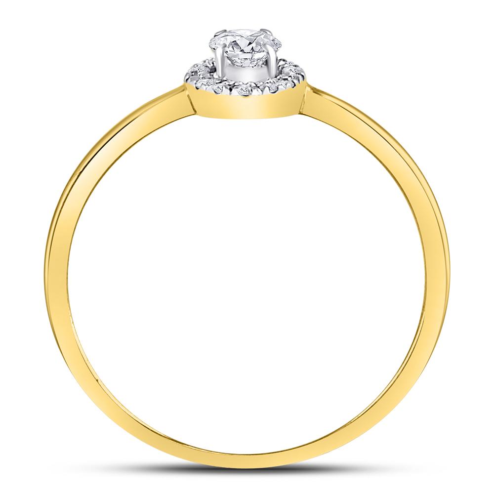 10kt Yellow Gold Oval Diamond Halo Bridal Wedding Engagement Ring 1/3 Cttw