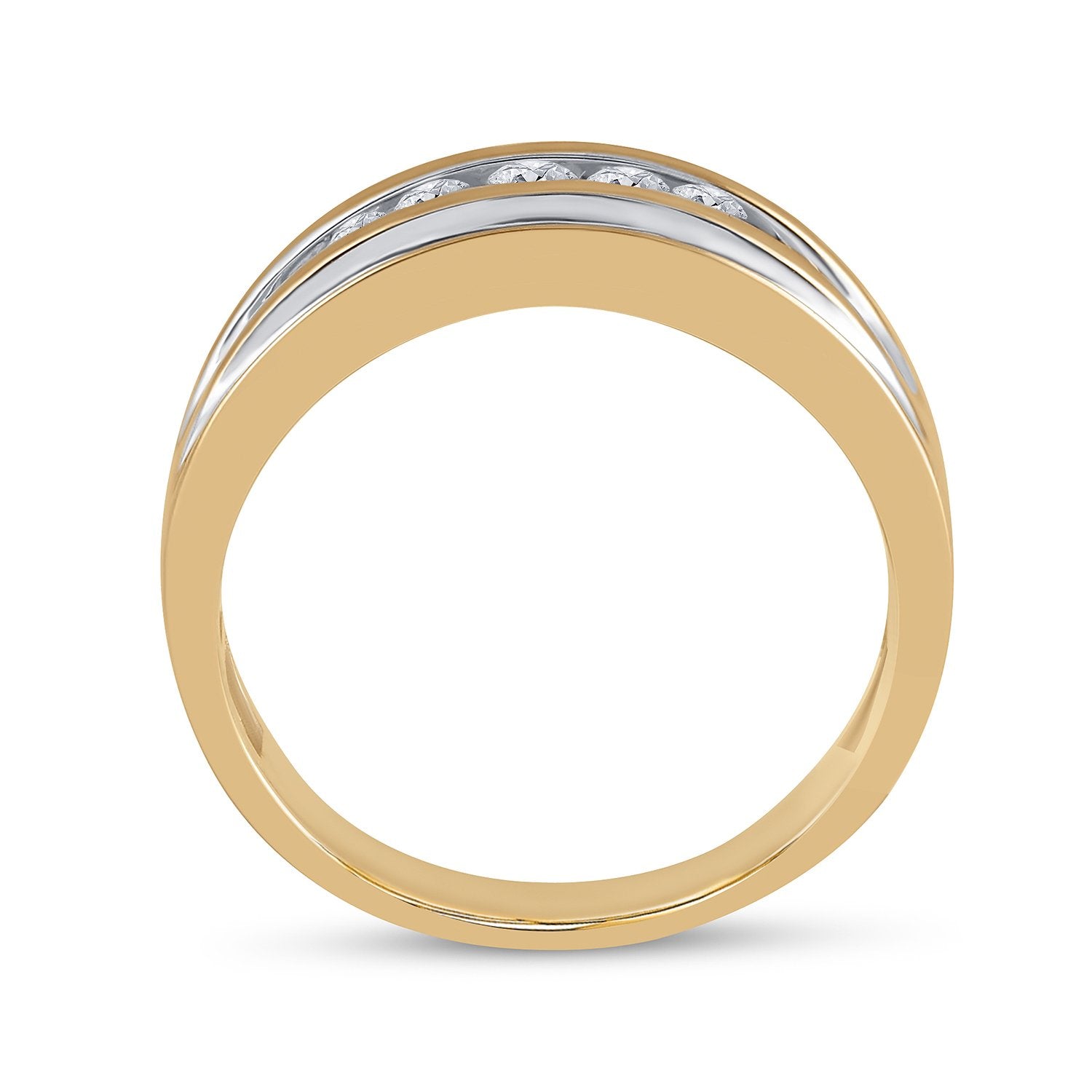 10kt Yellow Gold Mens Round Diamond 5-stone Wedding Ring 1/4 Cttw