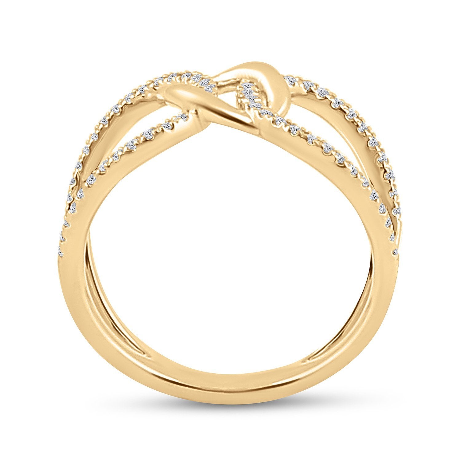 14kt Yellow Gold Womens Round Diamond Negative Space Link Fashion Ring 1/6 Cttw