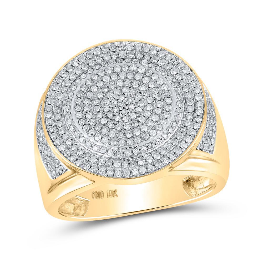10kt Yellow Gold Mens Round Diamond Circle Ring 7/8 Cttw