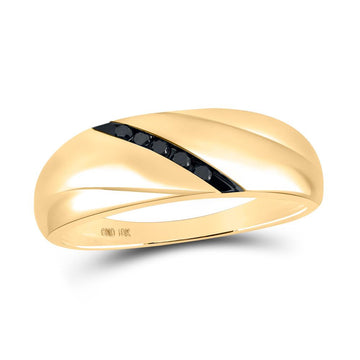 10kt Yellow Gold Mens Round Black Color Enhanced Diamond Band Ring 1/8 Cttw