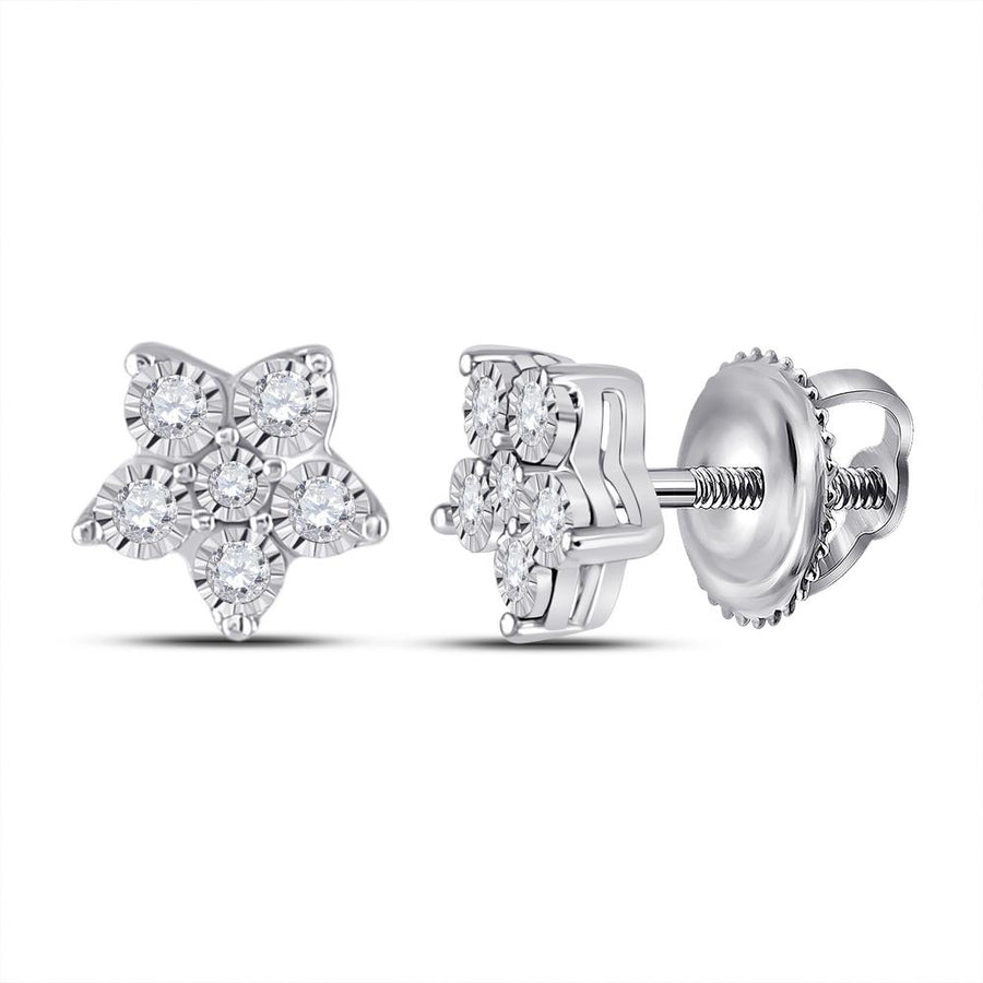 10kt White Gold Womens Round Diamond Stud Earrings 1/8 Cttw