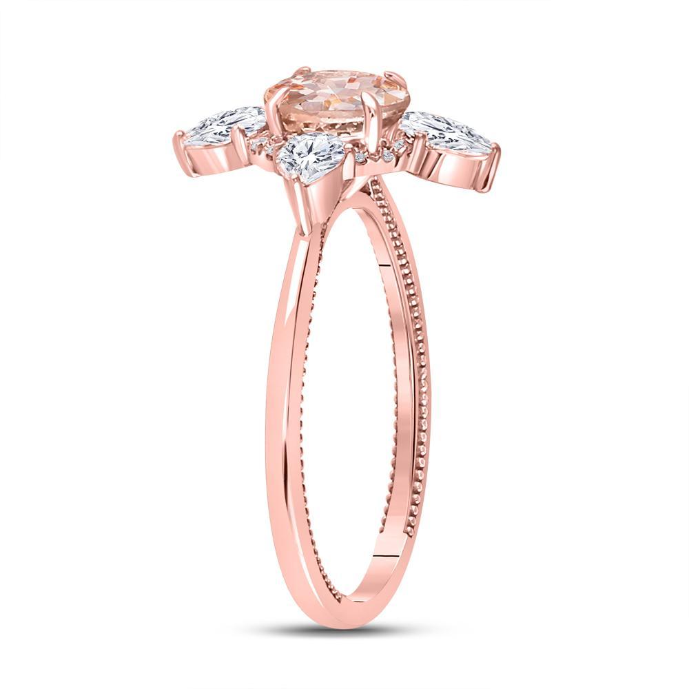 14kt Rose Gold Womens Round Morganite Halo Bridal Wedding Engagement Ring 1-3/4 Cttw