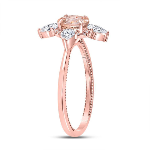 14kt Rose Gold Womens Round Morganite Halo Bridal Wedding Engagement Ring 1-3/4 Cttw